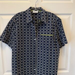 FRNCH navy and cream shirt